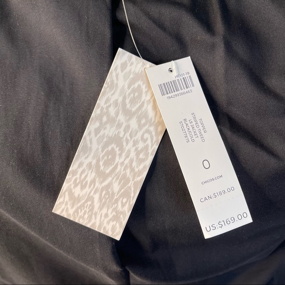 Chicos Gold Black Striped Tweed Long Jacket - Picture 12 of 16